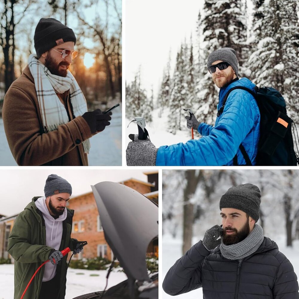 Winter Warm Beanie Hat Touchscreen Gloves Set, So… - image 5